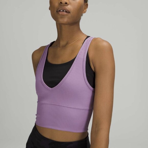 Lululemon Power Pivot Tank Crop Top *Rib Wisteria Purple Reversible Luxtreme 4 - Picture 1 of 11